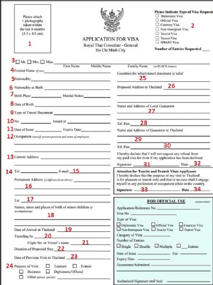 đơn xin visa