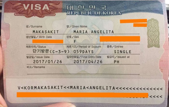 phí xin visa Hàn Quốc