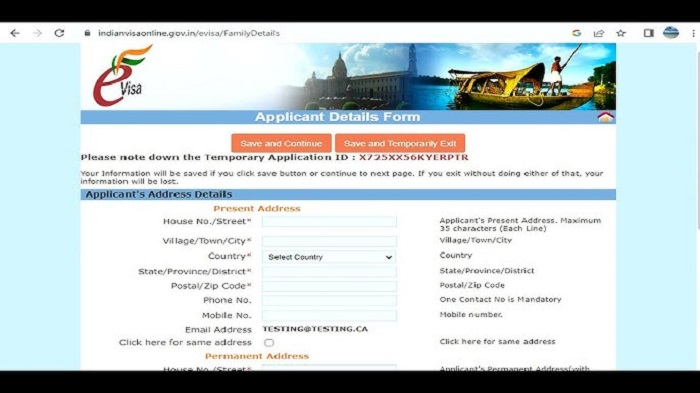 Truy cập vào đường link xin eVisa Ấn Độ, chủ thể điền đầy đủ các thông tin theo quy định